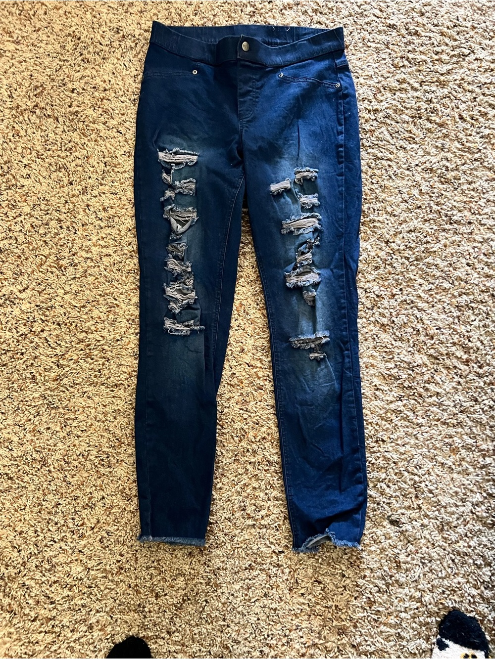 Hue Distressed Dark Blue Women’s Jeans